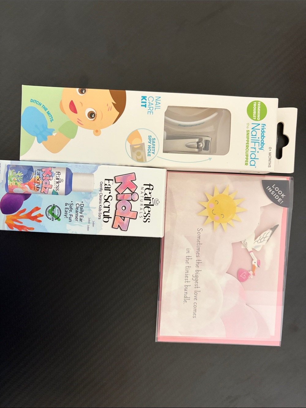 Baby shower gift set- Baby Nail & Care Kit with Kidz Ear Scrub and Card